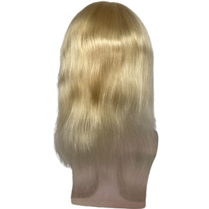 Chris European Human Hair Straight 12" Swiss Lace Blonde Toupee for Men
