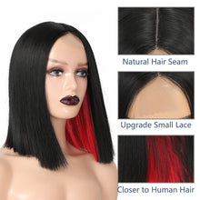 Load image into Gallery viewer, Black with Red Highlights Blunt Cut Bob Wig
