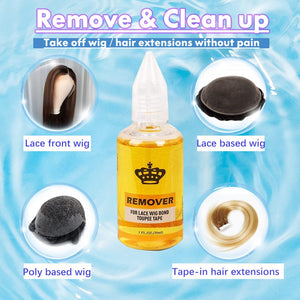 Hair Glue Adhesive & Wig Glue Remover With Golden Elastic Band and Edge Brush