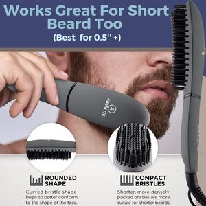 Men's Beard & Hair Straightening Brush With Line- Up Grooming Kit