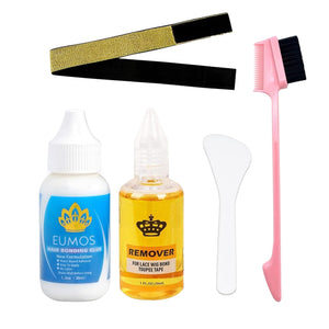 Hair Glue Adhesive & Wig Glue Remover With Golden Elastic Band and Edge Brush