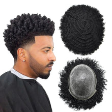 Load image into Gallery viewer, Drake Jet Black 6&quot; Afro Curly Human Hair PU Toupee for Men