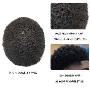 Antonio Curly Human Hair PU 6" Toupee for Men