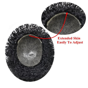 Jame 6" Curly Human Hair PU Toupee for Men