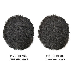 Drake Jet Black 6" Afro Curly Human Hair PU Toupee for Men
