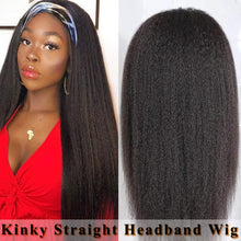 Load image into Gallery viewer, Kinky Straight Black Synthetic Headband Wig