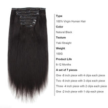Load image into Gallery viewer, Kenya Yaki Straight 7 Piece Human Hair Clip-In Extensions