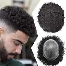 Load image into Gallery viewer, Jame 6&quot; Curly Human Hair PU Toupee for Men