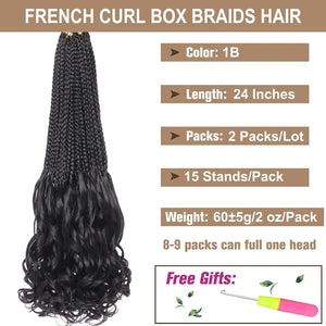 Alia 1B French Curls Box Braids Crochet Hair Extensions