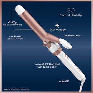 Pink & White Double Ceramic 1 Inch Curling iron