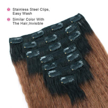 Load image into Gallery viewer, Eva Yaki Straight #1BT30 7 Piece Human Hair Clip-In Extensions