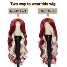 Load image into Gallery viewer, Burgundy &amp; Blonde Mixed Skunk Strip Body Wave Lace Front Wig