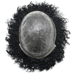 Alejandro 6" Afro Curly Human Hair PU Toupee for Men