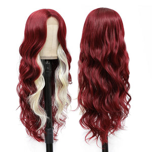 Burgundy & Blonde Mixed Skunk Strip Body Wave Lace Front Wig