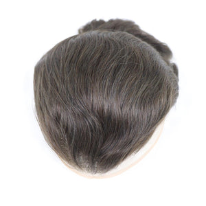 Men's European Human Hair Straight 120 density Lace Toupee