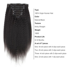 Load image into Gallery viewer, Amina Kinky Straight Human Hair Clip-In Extensions