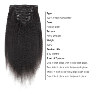 Amina Yaki Straight Remy Human Hair Clip-In Extensions