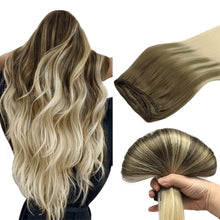 Load image into Gallery viewer, Ash Brown &amp; Platium Blonde Ombre Double Wefted Human Hair Sew In Extensions