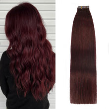 Load image into Gallery viewer, Red Burgundy 99J Human Hair Tape-In Hair Extensions