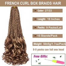 Load image into Gallery viewer, Lauren 27/33 Blonde &amp; Brown French Curls Box Braids Crochet Hair Extensions