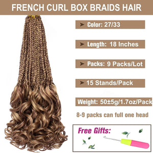 Lauren 27/33 Blonde & Brown French Curls Box Braids Crochet Hair Extensions