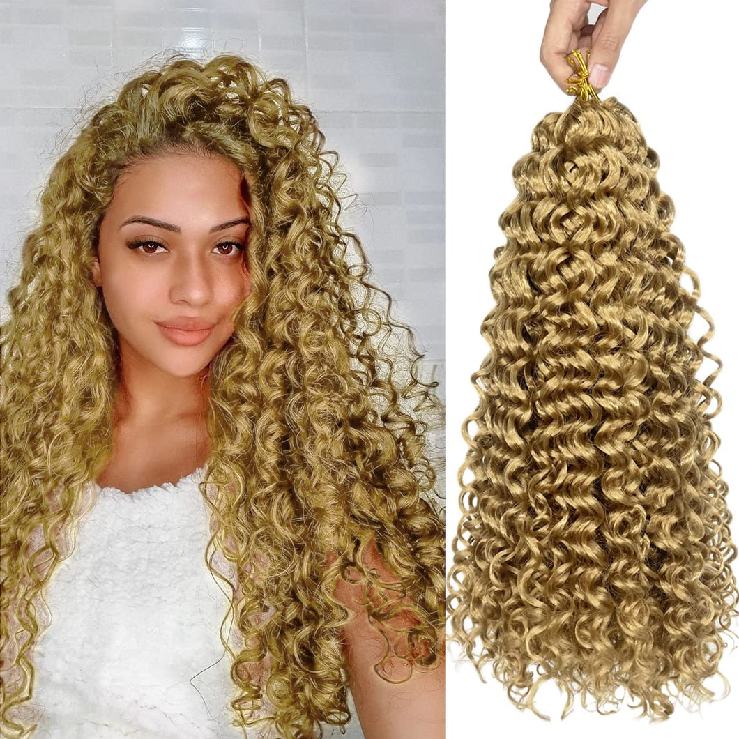 Lola Honey Blonde #27 Long Curl Water Wave Synthetic Crochet Hair Extensions