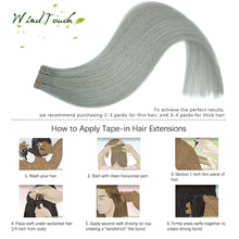 Load image into Gallery viewer, Icy Silver &amp; Gray Human Hair Tape-In Hair Extensions