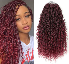 Load image into Gallery viewer, Keisha Red Burgundy  Bohemian Goddess Curly Fax Locs Crochet Hair Extensions