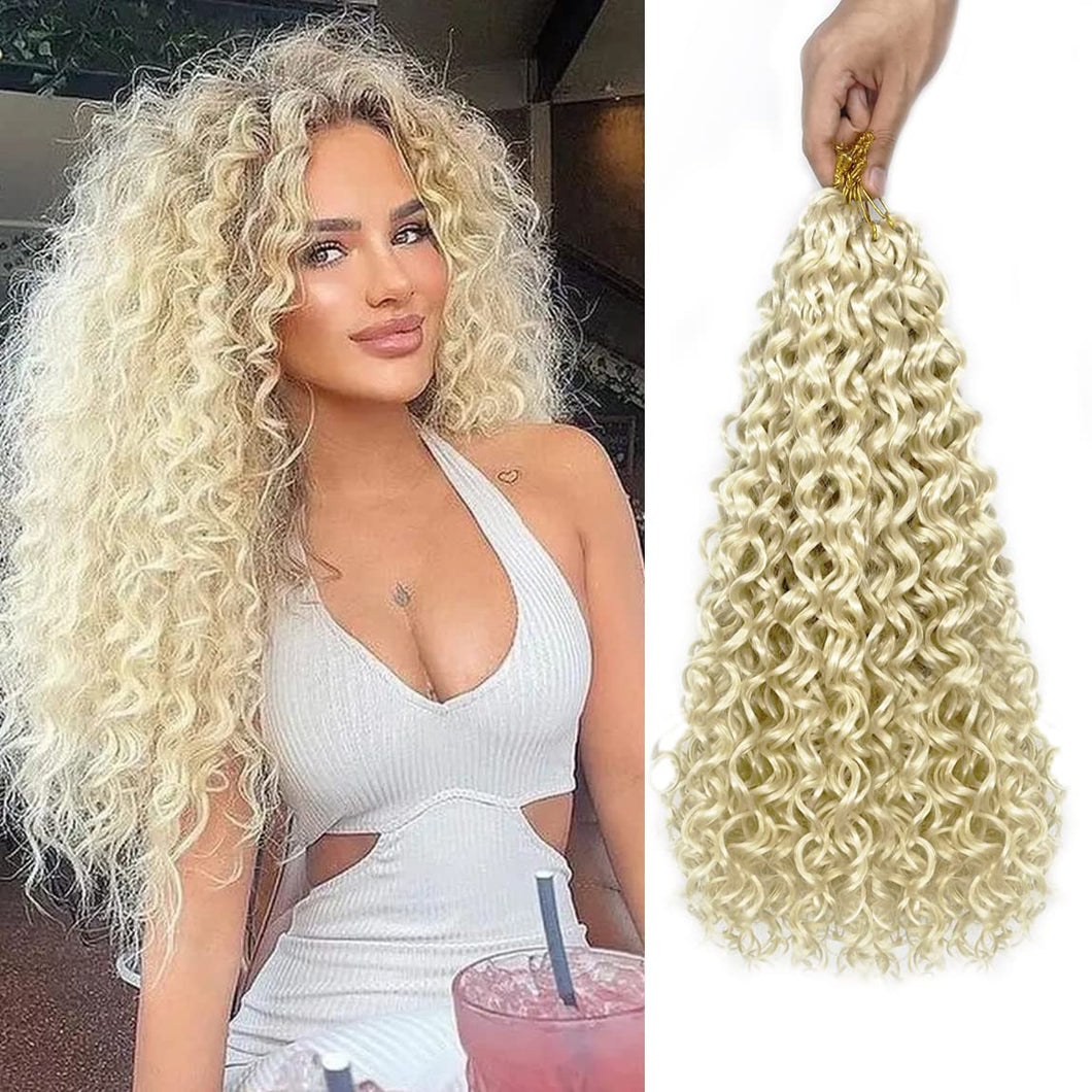 Blonde Whitney #613 Long Curl Water Wave Synthetic Crochet Hair Extensions