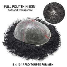Load image into Gallery viewer, Jame 6&quot; Curly Human Hair PU Toupee for Men