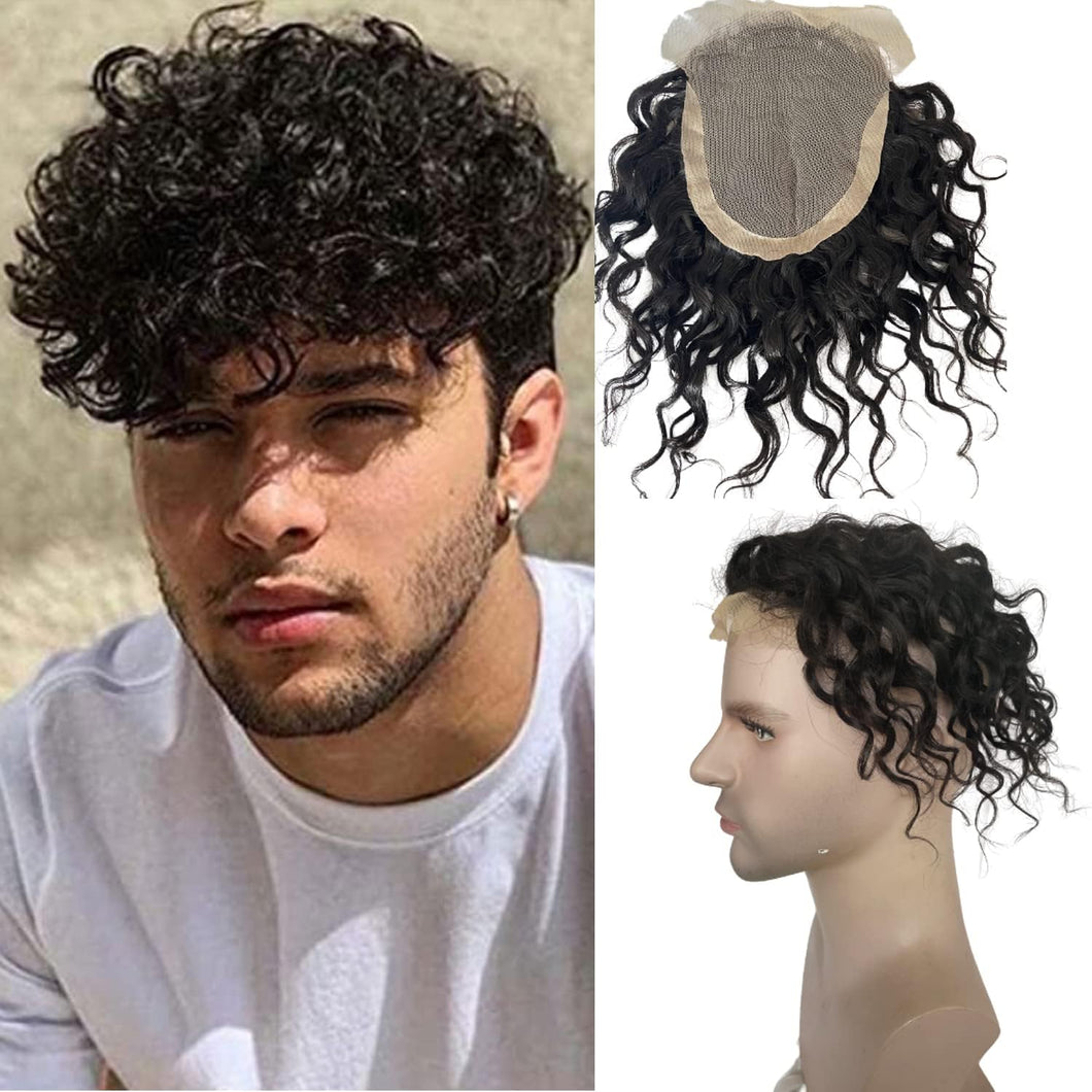 Rio Curly European Human Hair Swiss Lace Toupee for Men