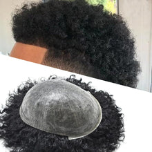Load image into Gallery viewer, Alejandro 6&quot; Afro Curly Human Hair PU Toupee for Men