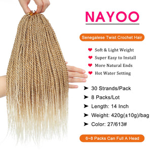 Tiffany 27/613 Blonde Ombre Micro Senegalese Twist Braids Crochet Hair Extensions