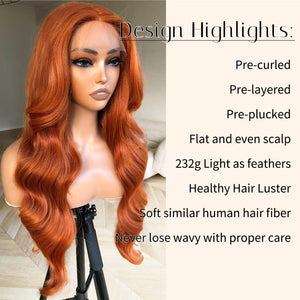 Ginger Ice Spice Human Hair Blend Body Wave Lace Front Wig
