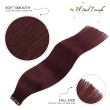 Load image into Gallery viewer, Red Burgundy 99J Human Hair Tape-In Hair Extensions