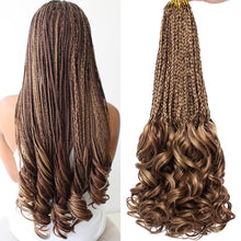 Load image into Gallery viewer, Lauren 27/33 Blonde &amp; Brown French Curls Box Braids Crochet Hair Extensions