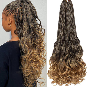 Kaylee T27 Blonde Mix French Curls Box Braids Crochet Hair Extensions