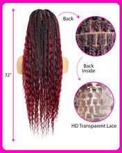 Load image into Gallery viewer, Sexy Red Goddess Crochet Box Braids with Curly Ends Lace Front Wig