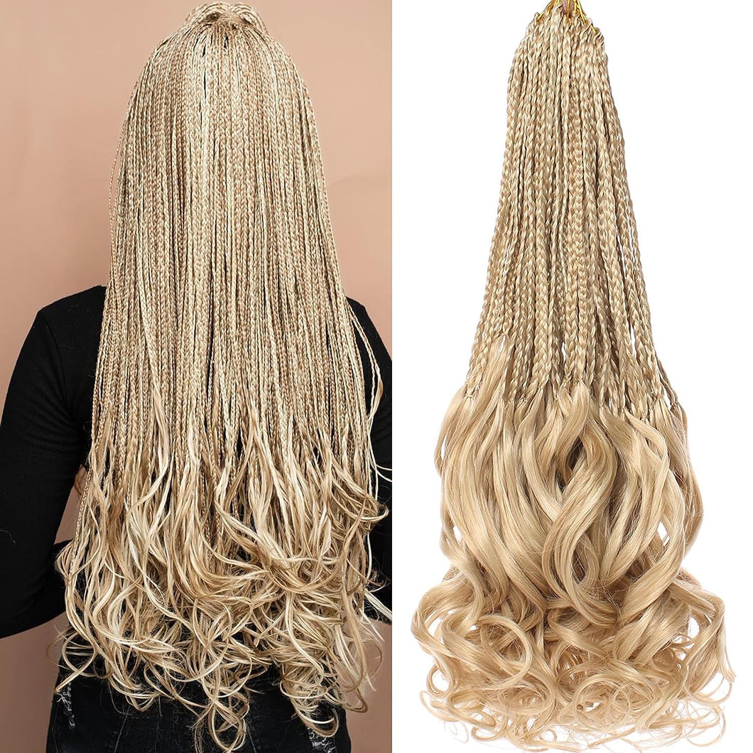 Barbie Blonde #27/613 French Curls Box Braids Crochet Hair Extensions