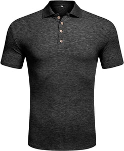 Men's Grey Slim Fit Short Sleeve Muscle Polo Shirt