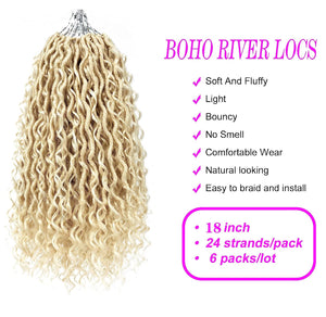 Blonde #613 Bohemian Goddess Curly Fax Locs Crochet Hair Extensions