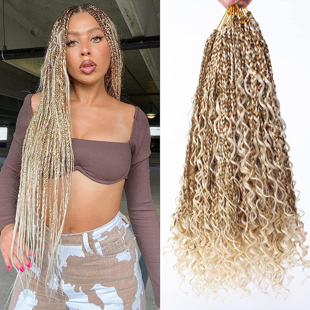Sadie 27/613 Blonde Mix Goddess Crochet Box Braids with Curly Ends