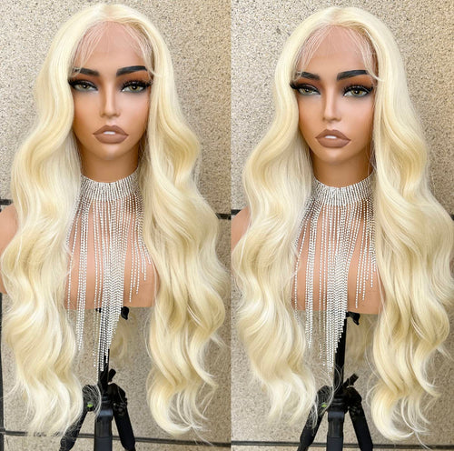 Brittany 613 Blonde Human Hair Blend Body Wave Lace Front Wig