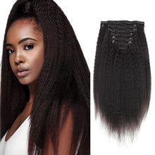 Load image into Gallery viewer, Amina Kinky Straight Human Hair Clip-In Extensions