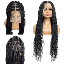 Load image into Gallery viewer, Goddess #1B Crochet Box Braids with Curly Ends Lace Front Wig