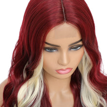 Load image into Gallery viewer, Burgundy &amp; Blonde Mixed Skunk Strip Body Wave Lace Front Wig