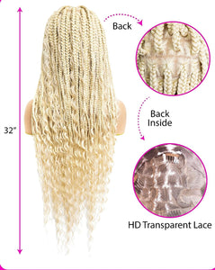 Sadie #613 Goddess Crochet Box Braids with Curly Ends Lace Front Wig