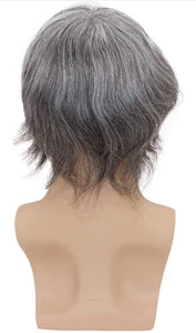 Dello 1B Mixed 60% White Wavy 100% European Human Hair Toupee