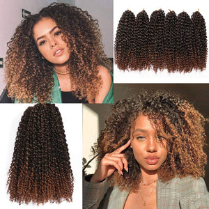 Brown Ombre 8-12 Inches Kinky Curly Crochet Synthetic Hair Extension