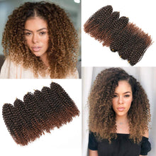 Load image into Gallery viewer, Brown Ombre 8-12 Inches Kinky Curly Crochet Synthetic Hair Extension